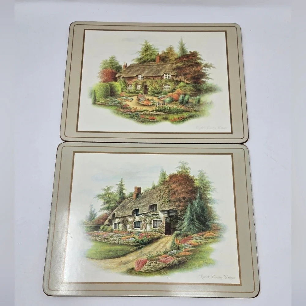 VINTAGE PIMPERNEL ENGLISH COUNTRY COTTAGES TRIVET PLACEMAT SET OF 5 ENGLAND CORK